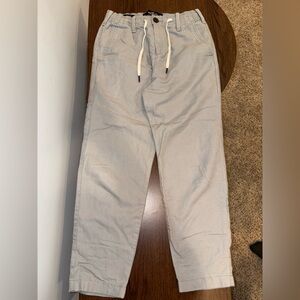 Hollister Men's Cropped Taper Gray Pants with adjustable waist tie